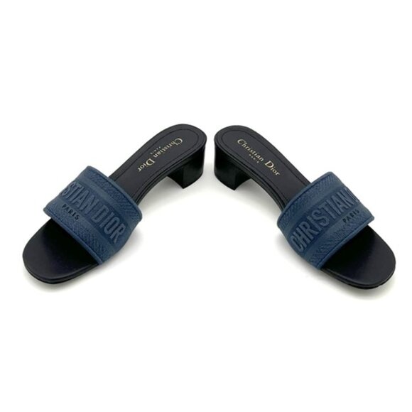 NIB-Christian Dior Dway Heeled Slide - Deep Blue - Sz 39/8.5 - Picture 2 of 6